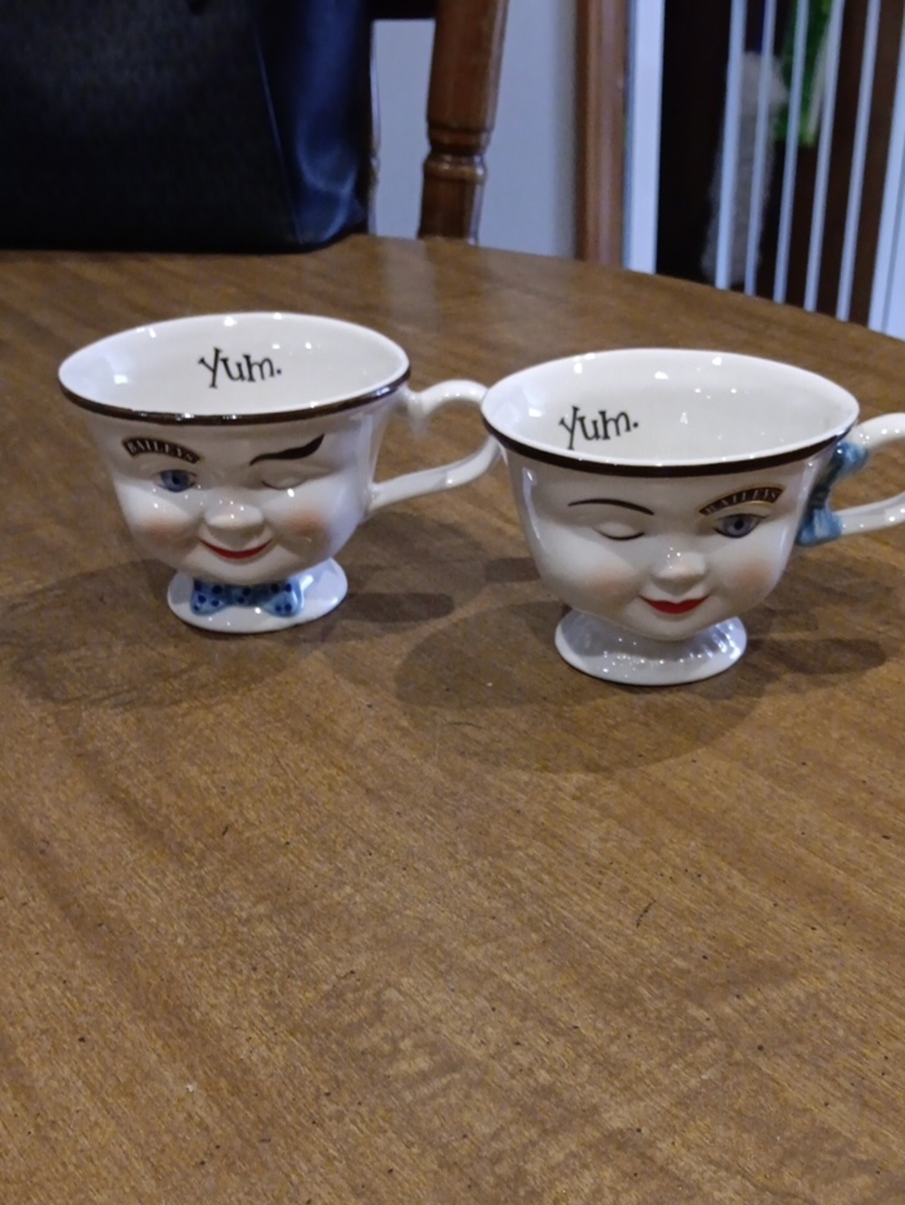 Whimsical Face Ceramic Mug – White with Black Trim